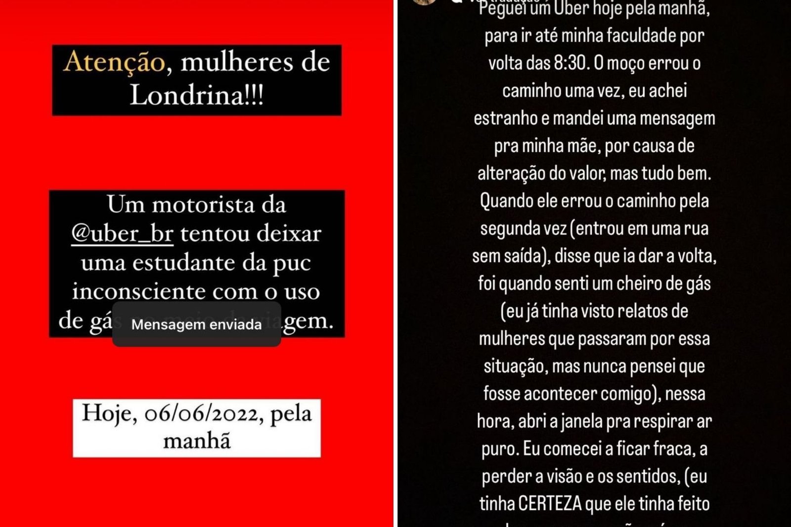 Estudante diz que motorista da Uber tentou dopá-la com gás em Londrina 2 destacada 7