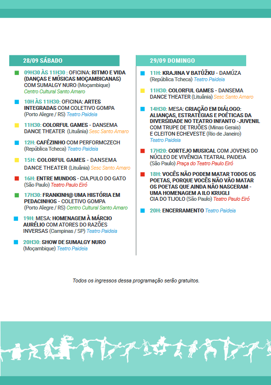 (Programação do Festival Internacional de Teatro da Cia. Paidéia. Divulgação/Cia.Paideia)